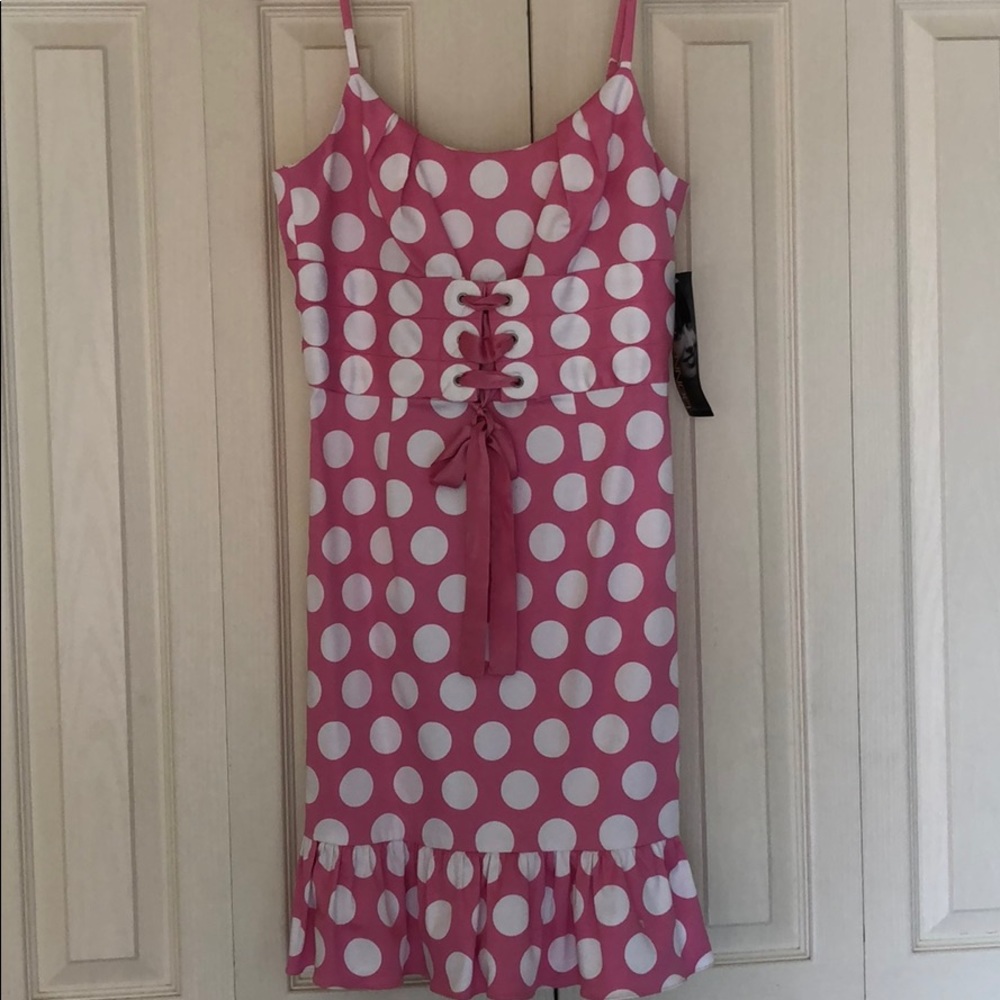 Adorable pink and white polka dot sundress